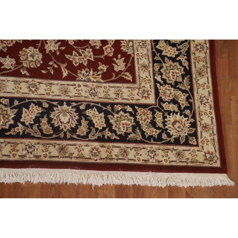 All-Over Floral Kashan Chinese Area Rug Hand-Knotted Wool Carpet - 8'7" x 11'7"