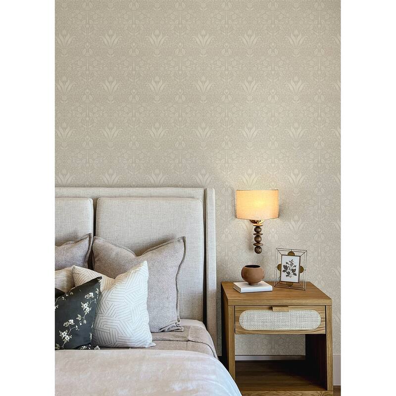A-Street Prints Mara Beige Tulip Ogee Wallpaper