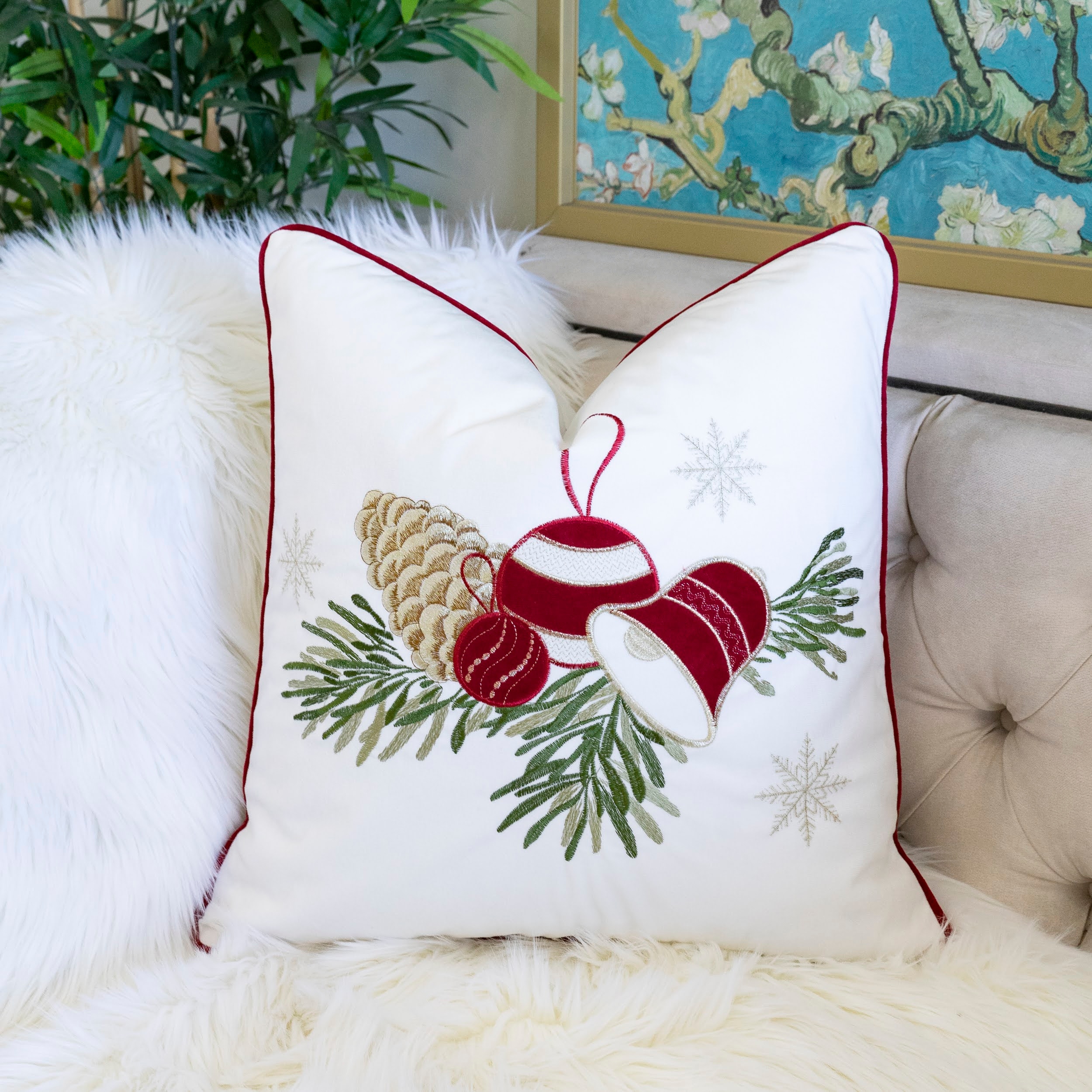 White Christmas Throw Pillow