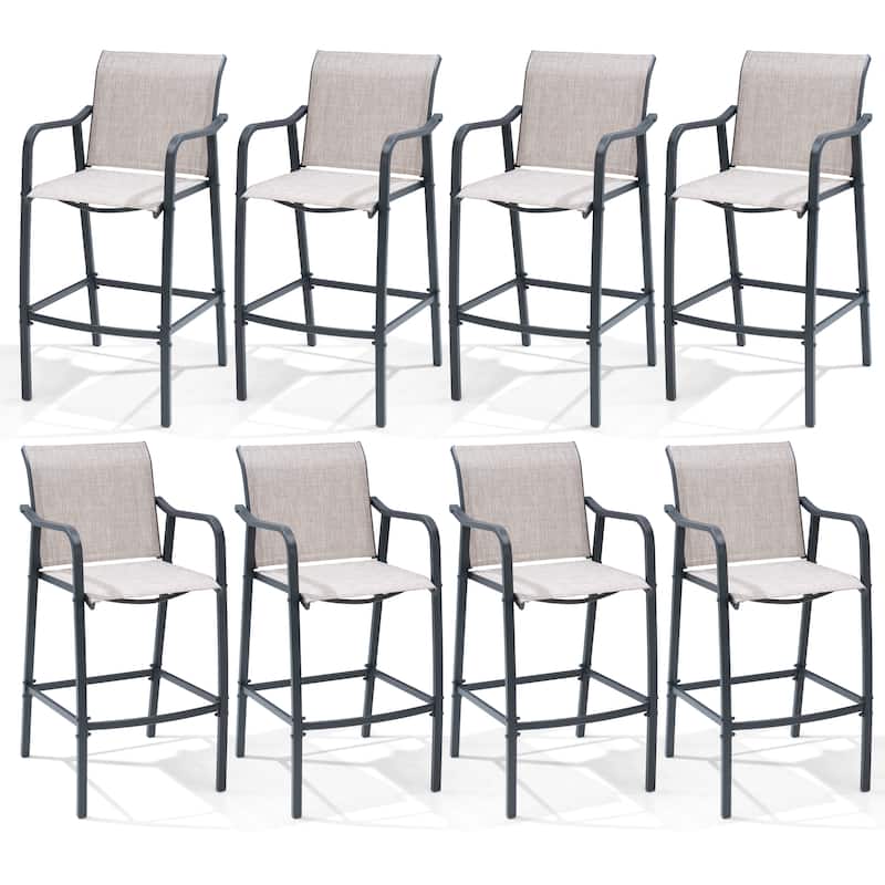 Lightweight Bar Height Barstools Outdoor Bar Stools Patio Bar Chairs - 21.3" W x 22.5" D x 44" H - Gray&Brown - 8PC