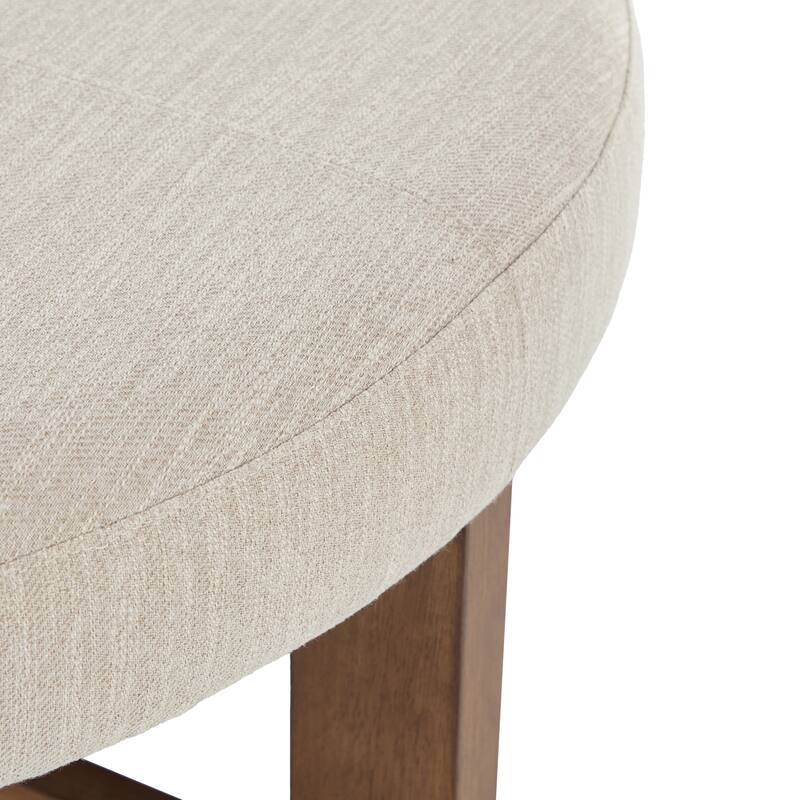 Christopher Knight Home - Marlowe Modern Round Faux Leather Ottoman Coffee Table with Tufted Top and Wood Base