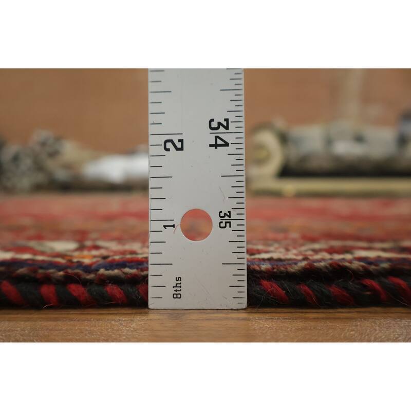 Hand Knotted Oriental 100% Wool Carpet Traditional Tribal Red Qashqai Area Rug - 9' 1'' X 4' 8''