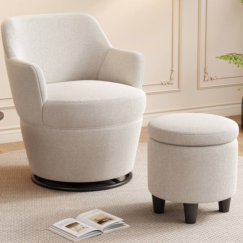Swivel Accent Chair with Ottoman