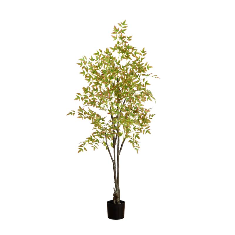 Nandina Artificial Potted Tree - 6' - Green and Red