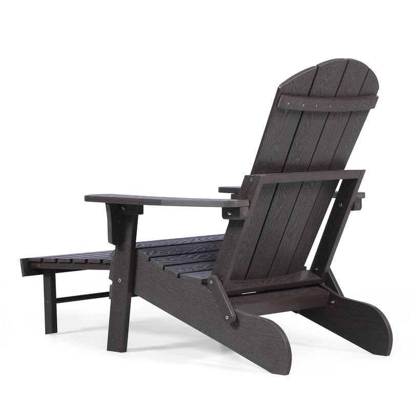 Hurley Folding Poly Plastic Adirondack Chair with Pull-out Ottoman