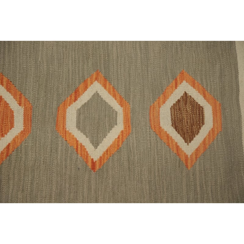 Hand Woven Oriental 100% Wool Carpet Southwestern Tribal Greys & Charcoal Kilim Area Rug - 4' 4'' X 2' 0''