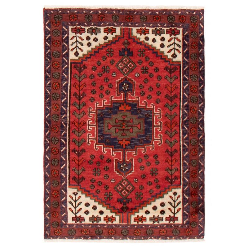 ECARPETGALLERY Hand-knotted Andelz Red Wool Rug - 3'4 x 4'9 - Red - 3'4 x 4'9