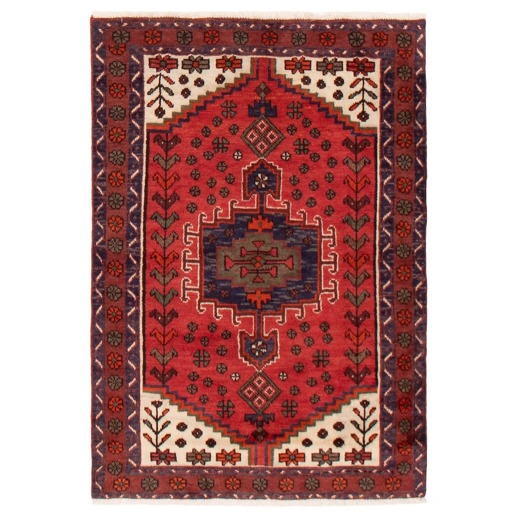 ECARPETGALLERY Hand-knotted Andelz Red Wool Rug - 3'4 x 4'9