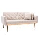 preview thumbnail 65 of 83, Velvet Futon Sofa Bed with 5 Golden Metal Legs, Sleeper Sofa Couch with Two Pillows, Convertible Loveseat for Living Room