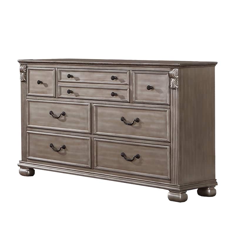 7 Drawers Wooden Dresser in Antique Silver - Antique Silver - 7-drawer