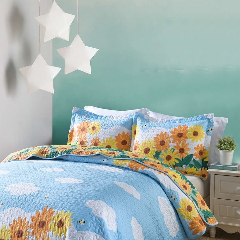 2/3 Piece Kids Cotton Quilt Bedspread Comforter Set Throw Blanket for Teens Boys Girls Kids Beds Bedding Coverlet TYH