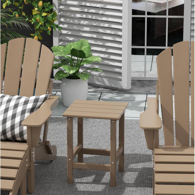 POLYTRENDS Laguna All Weather Poly Outdoor Side Table - Weathered Wood