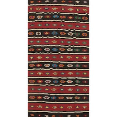 Hand Woven Oriental 100% Wool Carpet Southwestern Tribal Multi-Colored Kilim Area Rug - 10' 2'' X 5' 5''