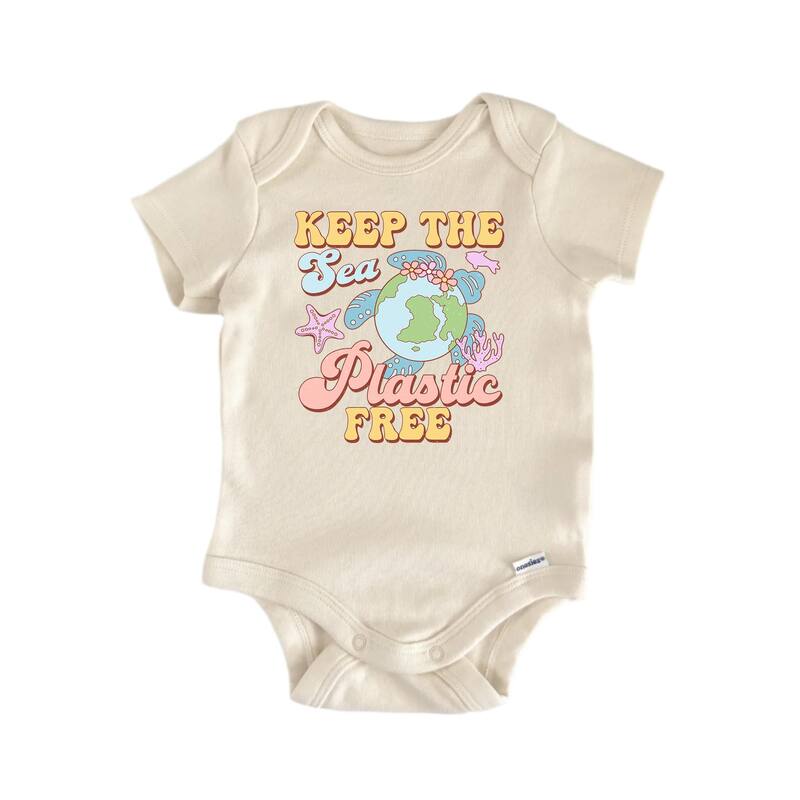 Keep Sea Plastic Free Go Green Earth Day - Baby Boy Girl Clothes Bodysuit Funny Cute - White - 6-9M