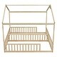 preview thumbnail 13 of 18, Kid Bed Frame Double Twin Size Floor Bed with Fence and Guardrails without Door