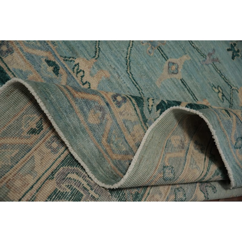 Hand Knotted Oriental 100% Wool Carpet Traditional All-Over Navy Blue & Blues Ziegler Area Rug - 13' 9'' X 9' 8''