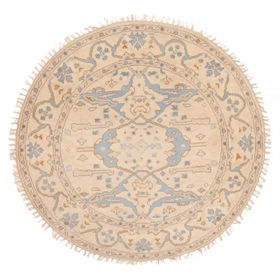 ECARPETGALLERY Hand-knotted Royal Oushak Ivory Wool Rug - 4'10 x 4'10