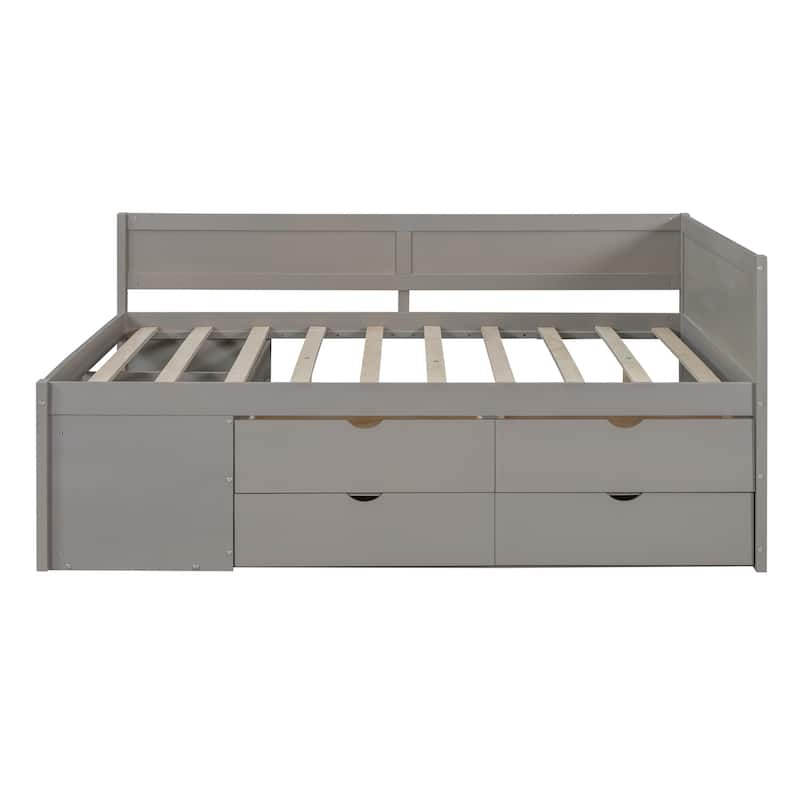 Full Size Daybed with Drawers and Shelves