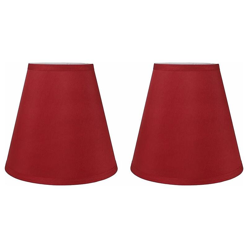 Many Selections Table Lamp Shade, 5 inch Top, 9 inch Bottom, 8.5 inch Slant - Set of 2 - Red Unpleated