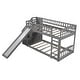 preview thumbnail 5 of 7, Stairway Twin over Twin Floor Bunk Bed with Two Drawers, Slide and Ladder, Grey