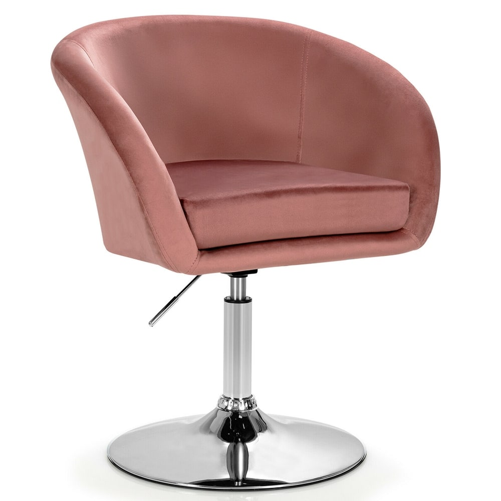 Gymax Modern Velvet Chair Height Adjustable Bar Stool Swivel Makeup - See Details
