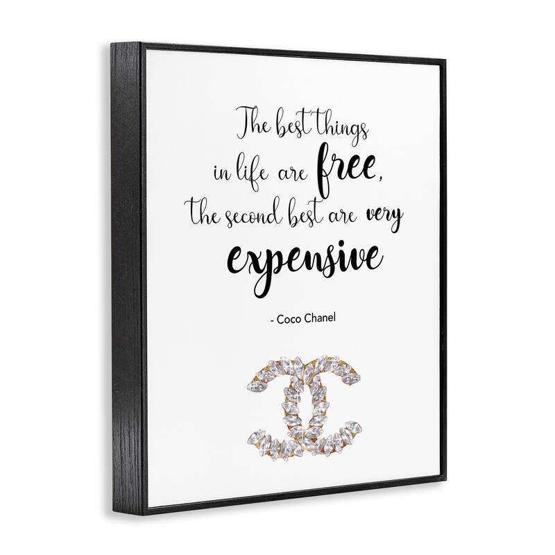 Stupell Second Best Things In Life Quote Fashion Brand Glam Text Framed Wall Art - Black