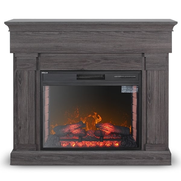 Shop Della 28 Electric Fireplace And Mantel Grey Large Heater