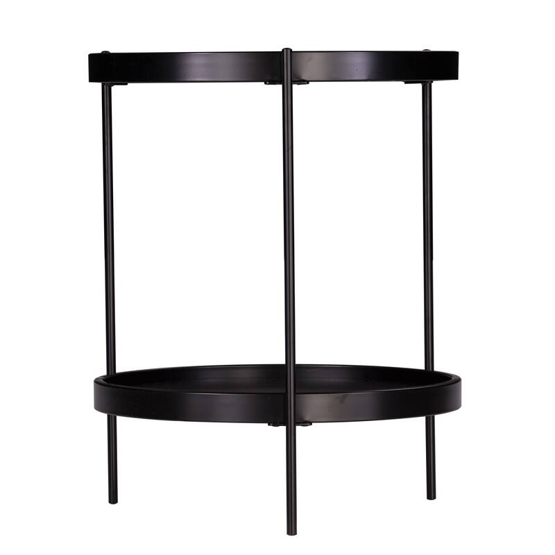 24" Black Manufactured Wood And Iron Round End Table With Shelf - 19.75x19.25x24