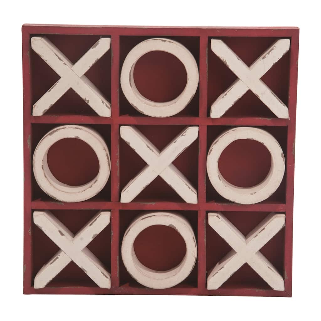 Transpac Wood 13.25" White Spring Tic Tac Toe Game Home Decor