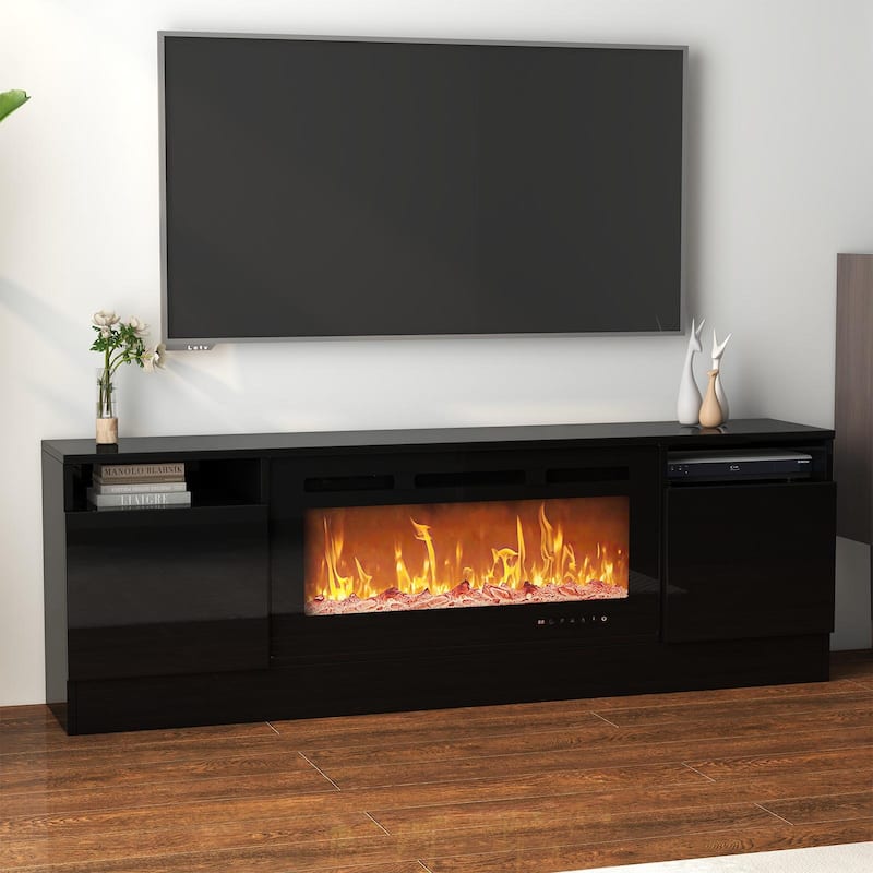 TV Stand with Storage Plac for TV Up to 55 Inch - n/a - Black