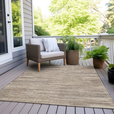 Machine Washable Indoor/ Outdoor Chantille Abstract Stripe Rug