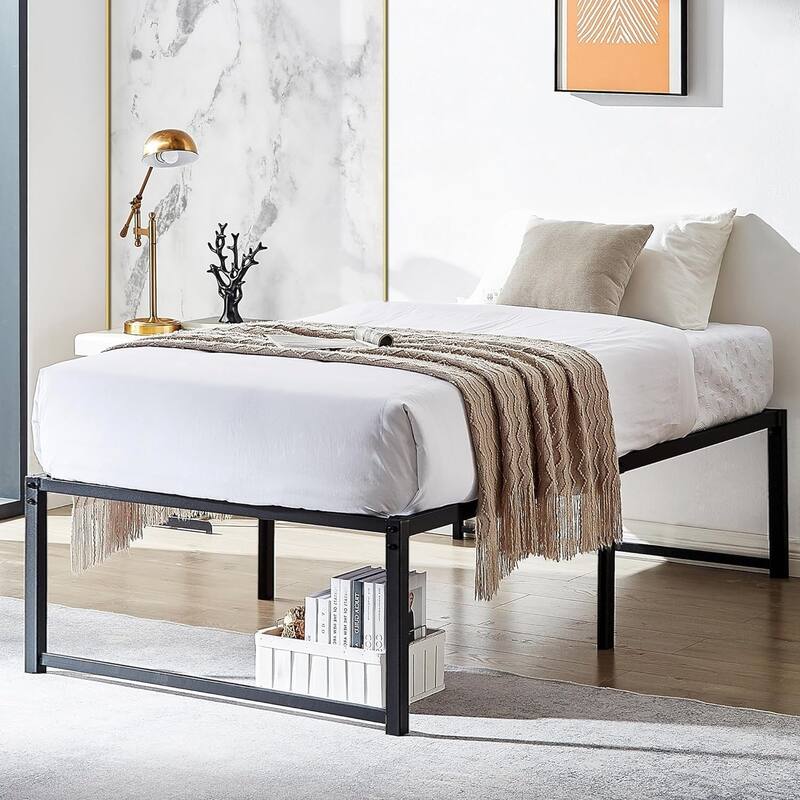 VECELO 14/16/18 inch Metal Platform Bed Frames Steel Slat,Mattress Foundation with Steel Slat Support/No Box Spring Needed