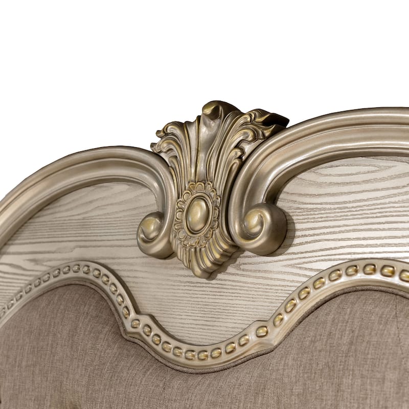 Furniture of America Etane Traditional Solid Wood Sleigh Bed with Tufted Leatherette Headboard