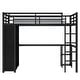preview thumbnail 4 of 10, Twin XL Size Loft Bed Frame with Built-in Wardrobe, Metal Loft Bed with Desk and Storage Shelves, Black