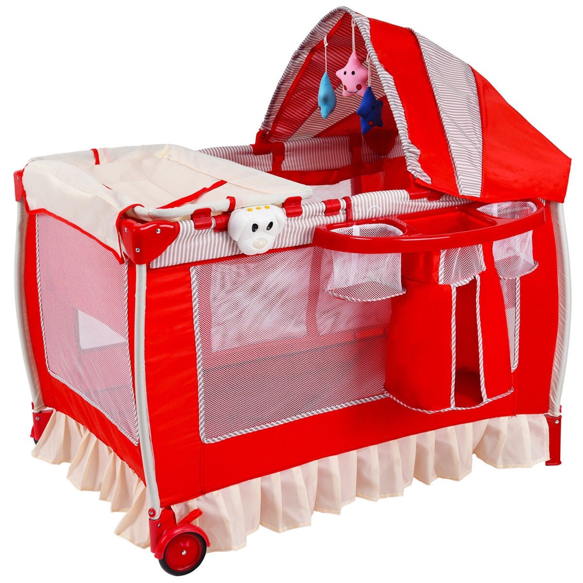 red baby bassinet