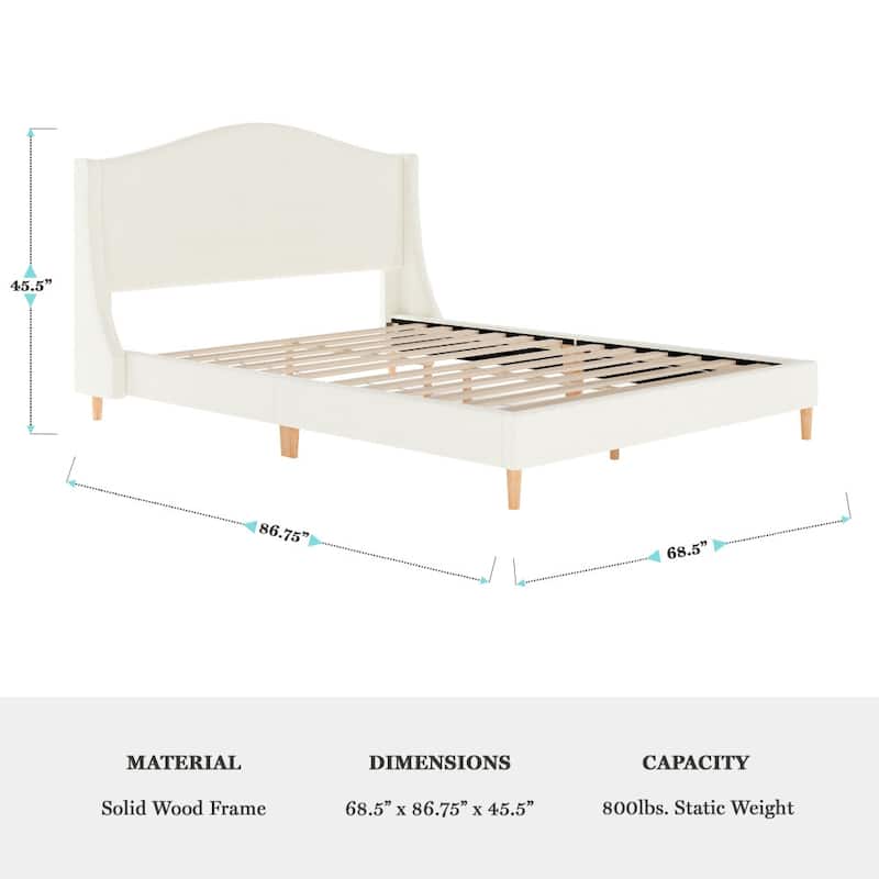 Martha Stewart Upholstered Platform Bed with Curved Headboard