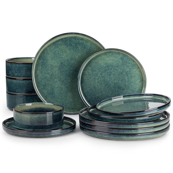vancasso Starry Stoneware Glossy Elegance Glaze Dinnerware Set - Green - 12 Piece