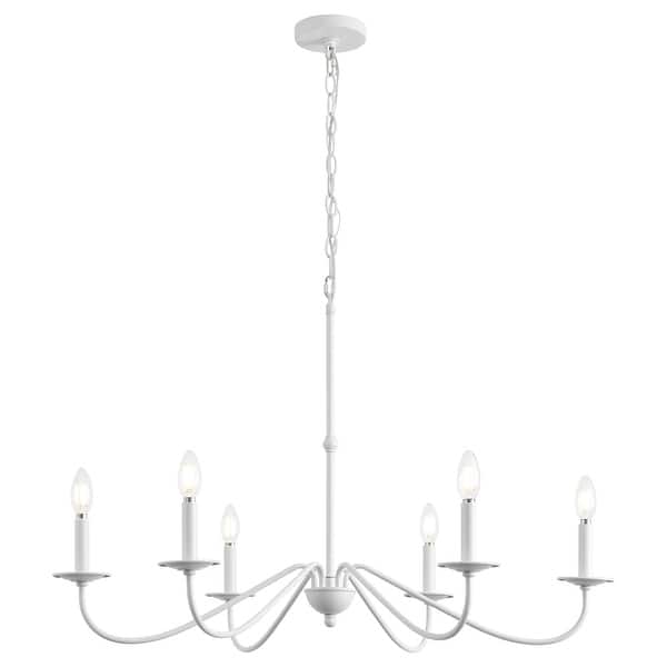 slide 2 of 8, 34.75" 6-Light Iron LED Chandelier, by JONATHAN Y White