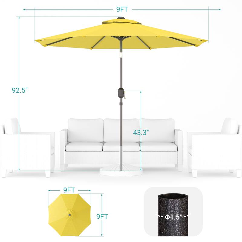 Bonosuki 9ft Patio Umbrella Market Table Umbrella with Tilt and Crank