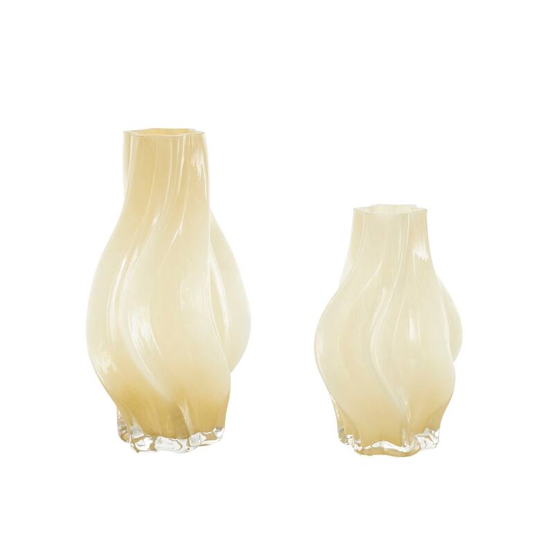 Blue or Yellow Glass Wavy Ombre Vase (Set of 2)