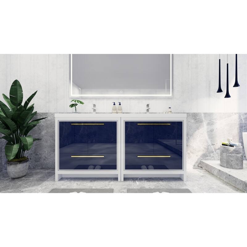 Dolce 72 Freestanding Bath Vanity with Dual Basin Reinforced Acrylic Top