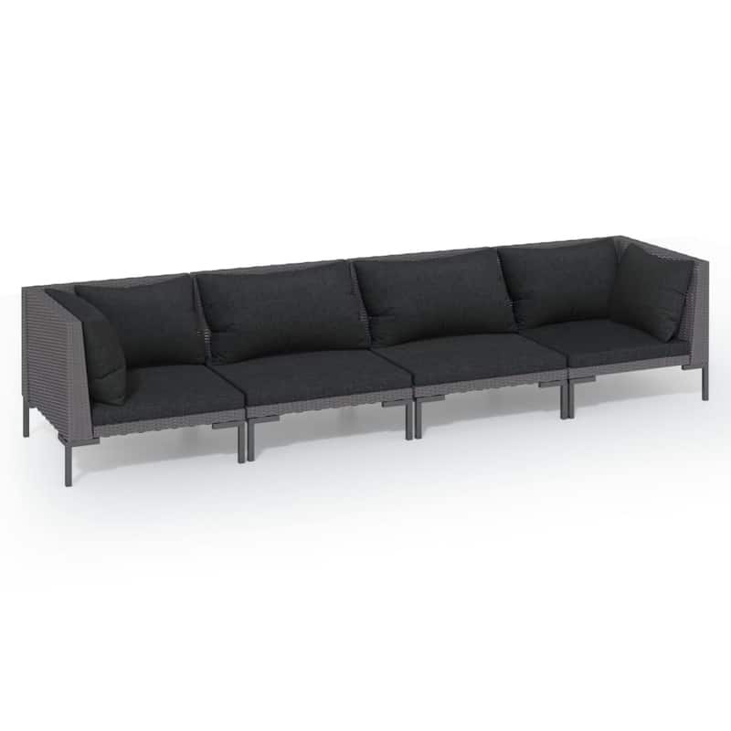 vidaXL Patio Lounge Set Outdoor Sectional Sofa Set Table Poly Rattan Dark Grey - 27.6" x 27.6" x 24"