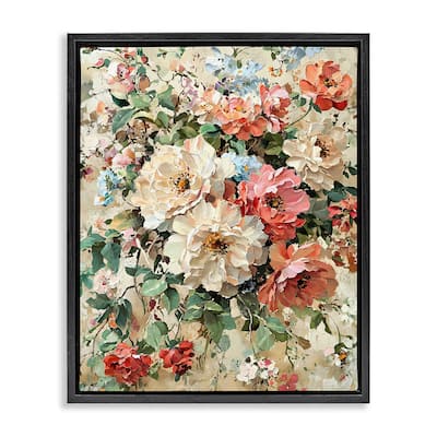 Stupell Aged Abstract Flowers Framed Floater Canvas Wall Art Design By Franklyn Gregory
