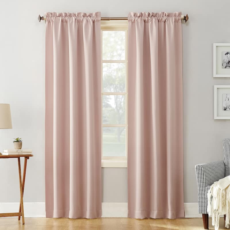 Sun Zero Hayden Energy Saving Blackout Rod Pocket Curtain Panel, Single Panel - 40x63 - Blush
