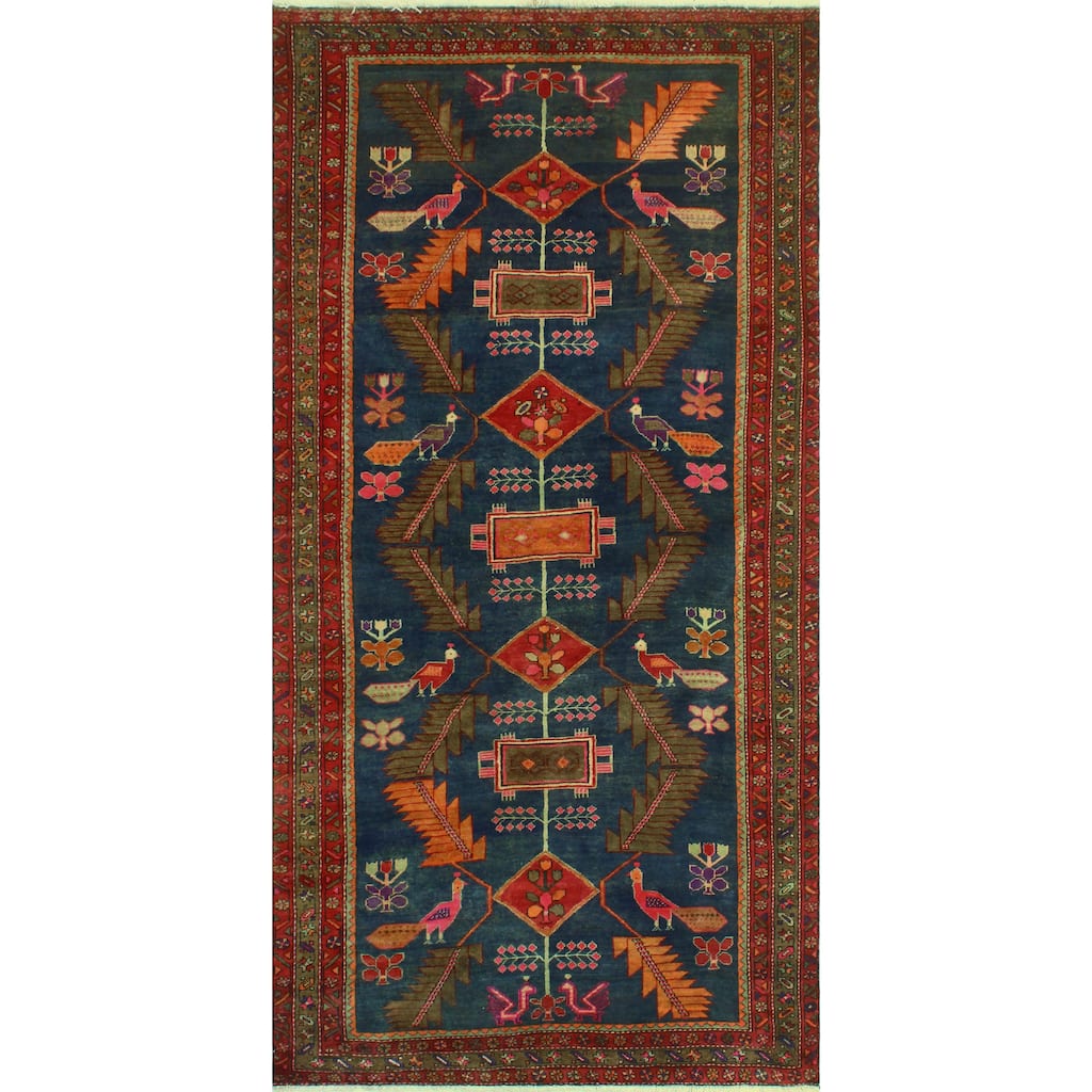 Fine Vintage Distressed Arcelio Navy/Red Runner - 4'11" x 10'2"