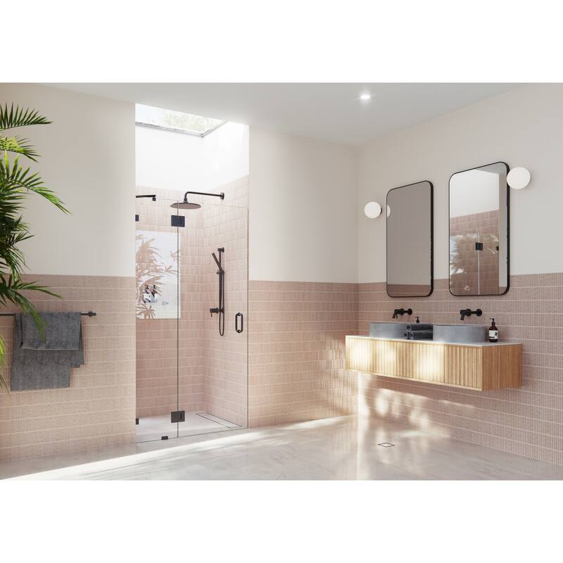 Glass Warehouse 78" x 41.75" Frameless Shower Door - Glass Hinge - Matte Black