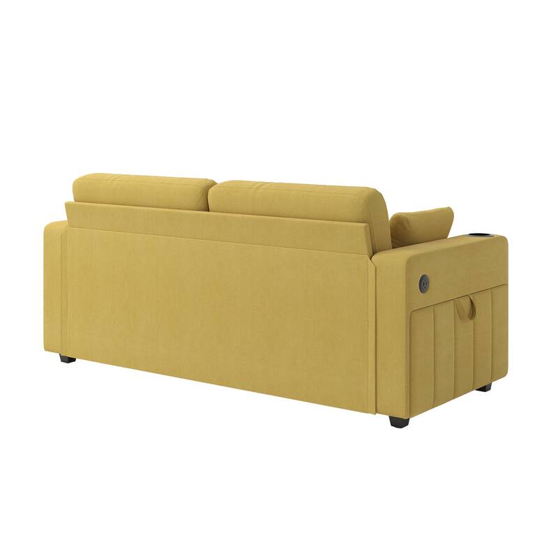 Sofas, Couch Set, 3 Seats Sofa, USB Charging,Wood Frame, Easy to Install, with Storage, Charging Station, Cup Holder