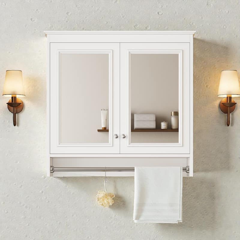 30 Inch Wall Mounted Medicine Cabinet with Mirror, Adjustable Shelves and Soft Close Doors