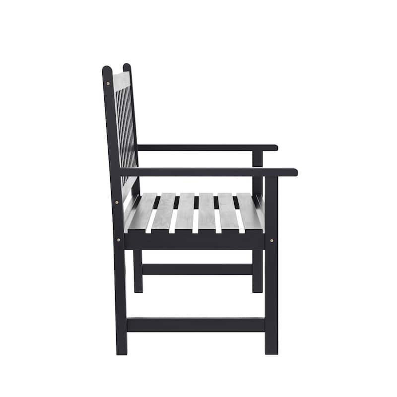Commercial Indoor/Outdoor 2-Person Patio Acacia Wood Bench Loveseat
