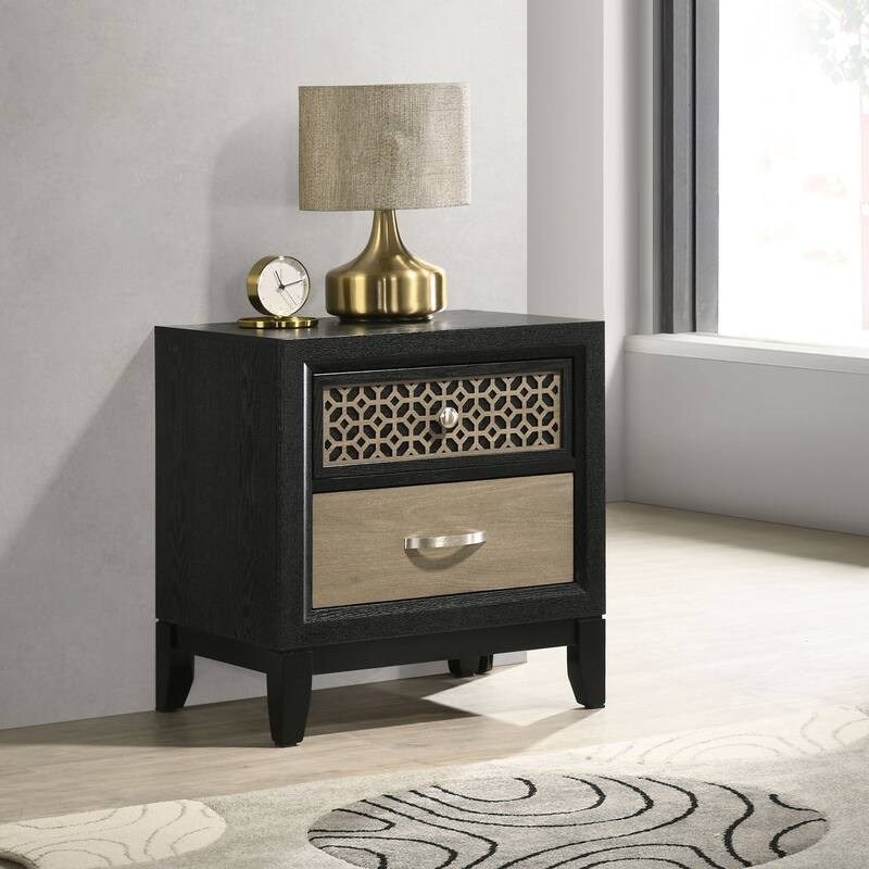 Valencia Transitional 2-drawer Nightstand Black